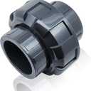 PVC Union Pipe Fittings, 1Pc 4inch Slip Union Coupling Adapter, Schedule 80, EPDM O-ring, Socket x Socket, Grey