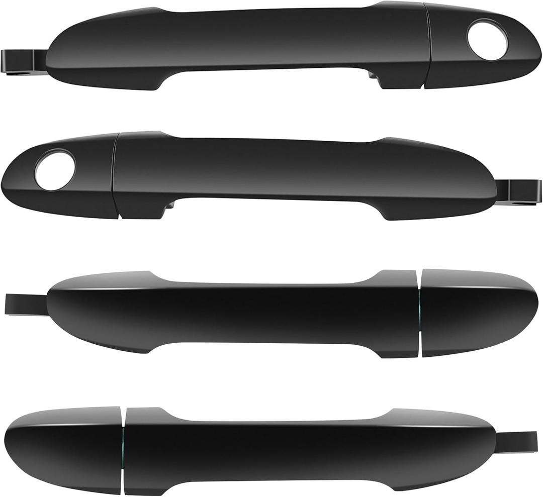 LUJUNTEC Exterior Front Rear Driver Left Passenger Right Door Handle Replacement for 2004-2009 for Kia for Spectra,2005-2009 for Kia for Spectra5, Replace OE GM1310141;836502F000 4pcs Smooth Black