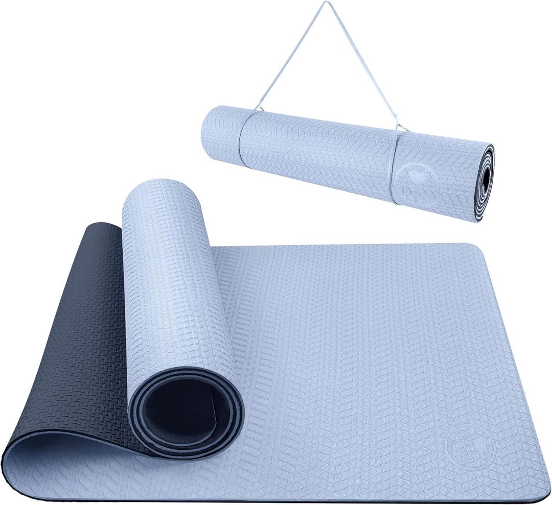 IUGA Yoga Mat Thick Non Slip Anti-tear Pilates Mat Eco Friendly Hot Yoga Mats for Workout & Exercise(72"x 24"x 6mm) (Gray)