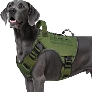 WINGOIN Green Tactical Dog Harness for Extra Large Dogs,No Pull Dog Harness | Heavy Duty with Handle,Adjustable Reflective,Military K9 Style,Big Size Dog Vest,for Great Danen,for Walking Training Hunting