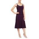 Alex Evenings Women's Plus Size Tea Length Jacket Dress with Sequin Beaded Trim, Eggplant, 22W