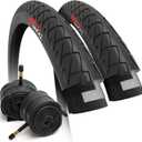 Fincci Pair of Bike Tires 26 x 2.125 Inch 54-559 Slick Foldable Tire Leno for Cycle Road Hybrid Street Bike - 26x2.125 Bicycle Tire Pack of 2
