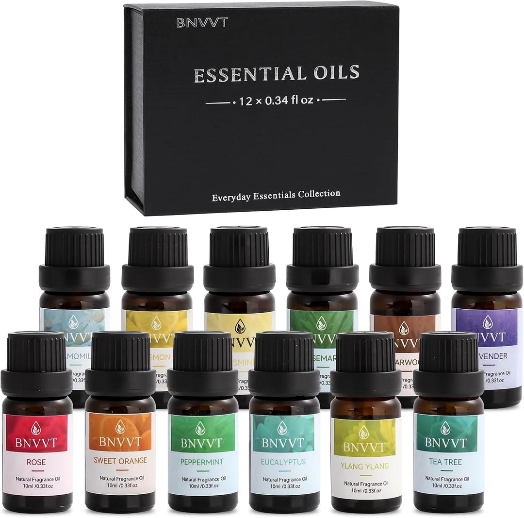 Essential Oils Set for Diffusers  12 Pack Aromatherapy Oils for Sleep, Relaxation & Focus  Lavender, Peppermint, Eucalyptus, Vanilla & More  Gift Set for Home & Office (0.03 Fl Oz (Pack of 12))
