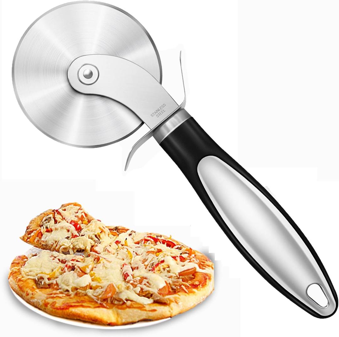 Stainless Steel Pizza Cutter Wheel with Finger Guard - Durable 3 Inch Pizza cutter for pizza oven, Easy to Clean