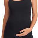 MOMANDA Women' s Maternity Bodysuit Sleeveless Shorts Jumpsuit Square Neck Tank Top for Pregnancy