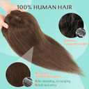 Benehair 100% Remy Human Hair Toppers for Women, 9 * 12CM Silk Base Hairpieces With Bangs 150% Density for Thinning Hair Chocolate Brown 10 Inch