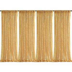 B-COOL Sequin Backdrop Gold Curtains 4 Panels 2ftx8ft Glitter Shimmer Fabric Sparkly Drapes for Background Wedding Banquet Party Decorations