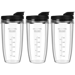 Blender Cups Replacement for Ninja, 24oz Ninja Blender Cups with To-Go Lids Compatible with Ninja BN401, BL450, BL456, BL480, BL2012, BL2013, BN751, BN801, SS101, SS151 (3 Pack)