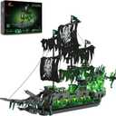 JMBricklayer Pirate Ship Building Toys with Lights, Ghost Ship Flying Dutchman Model Ship Boat 40001, Toy Building Sets for Adults, Easter Decor Christmas Birthday Gifts (1100 PCS) (Multicolor)