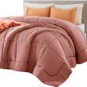 Bedsure Comforter Duvet Insert - Quilted Comforters Queen Size, All Season Duvet, Down Alternative Bedding, with 8 Tabs, Gifts for Women/Men, Dusty Pink, Queen 88 x 88 Inches