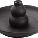 Black Glazed Ceramic Incense Burner, Bottle Gourd Shaped Incense Holder
