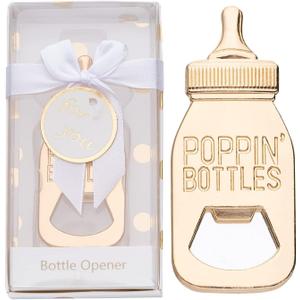 YKLIGTN 50PCS Baby Bottle Openers for Baby Shower Favors, Gifts, Decorations, or Souvenirs with Gift Box, Popping Design for Boy or Girl