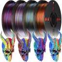 PLA Filament Bundle, 1.75mm Silk PLA Filament Tricolor Gradient PLA, 3D Printer Filament Dimensional Accuracy +/-0.02mm, 250g x 4 Spools,Fit for 3D Printers and 3D Pens