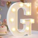 Pooqla LED Marquee Letter Lights Sign, Light Up Alphabet Letter for Home Party Wedding Decoration G (Warm White)
