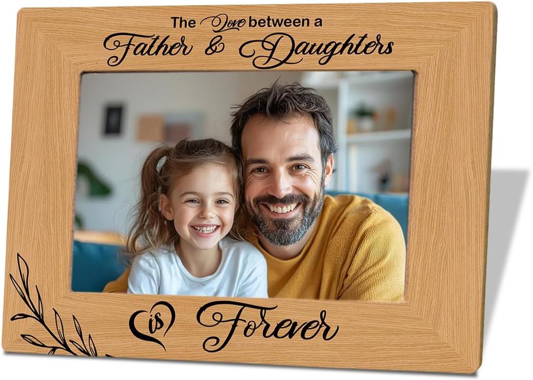 2 x Father Gift for Father's Day, Birthday, Photo Gifts Wooden Picture Frame, Father of The Bride Gift, The Love Between A Father & Daughter is Forever Photo Frame, To Assemble 4 * 6 Inches Photo