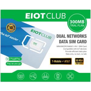 EIOTCLUB Prepaid SIM Card, 5G/4G LTE SIM Card, Support for AT&T and T-Mobile in The USA, Data Only SIM Card for Security Camera Trail Camera Router WiFi Hotspot Unlocked Devices, No Contract