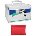 BAGAKE Medication Lock Box, Large 13.4 x 7.6 x 8.2 Inch, Medicine Lock Box With Key, First Aid Bag, Tray, Locking Medicine Box for Home, Hospital, Outdoor - Blue