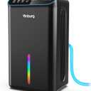 Dehumidifier for Home (85 OZ Water Tank, 800 sq.ft) Quiet Small Dehumidifier for Basement Bedroom Bathroom with Drain Hose, 3 Gear Timer, Sleep Mode, Auto Shut Off, 7 Color Ambient Light, Black