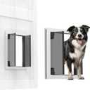 Large Dog Door, Energy Efficient French Doggy Door with Aluminum Frame, Telescoping Tunnel, Magnetic Flaps and Sliding Lock Panel - Large