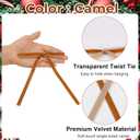 2 x 24Pcs Velvet Ribbon Bows for Christmas Tree - Vintage Decor, Door Garland, Wreath Decorations, Home & Wedding Decoration - Clear Twist Tie, 5x7 Inch, 3/8'' Width Camel