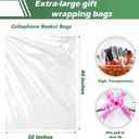 30 Packs 32 x 40 Inches Extra-large Gift Wrap Cellophane Bags for Basket Jumbo Clear Cellophane Wraps Clear Huge Cello Bags for Basket, Gift, Christmas Tree, Art and Craft, 30ct Rose Pink Ribbon Bows