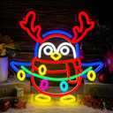 Christmas Penguin Neon Sign Holiday Theme Penguin LED Light Neon Christmas Lights Dimmable Colorful Lighting for Bedroom Wall Decor Unique Gift Idea(12.9 * 12.8inch)