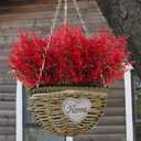 RECUTMS Artificial Outdoor Flowers, 8pcs Faux Outdoor Plant Plastic Lavender Bouquet,UV Resistant Flowers,Spring Decor,Lifelike Natural Fake Plant to Brighten Up Your Home (Red)