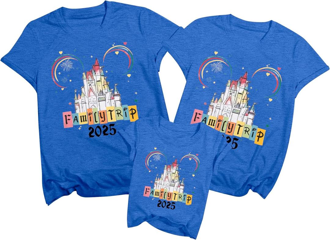 MYHALF Magical Family Shirts Matching 2025 Vacation Family Matching Outfits Mom and Mini Cute Summer Trip Clothes (XL, Blue)