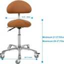 Saddle Stool Chair With Back Support - Ergonomic Rolling Saddle Stools with Wheels Hydraulic Swivel Adjustable Stool Esthetician Chair for Massage Salon Tattoo Dentist Clinic Home office (Camel), With Backrest