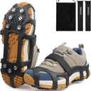 Ice Cleats for Shoes and Boots, Universal Non Slip Snow Cleats Spikes for Shoes with Straps, Anti Slip Crampons Slip-on Rubber Overshoe Flexible Footwear for Winter Hiking Walking Shoveling (X-Large(10-13 men/11.5-14 women))