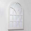 Farmhouse Large Arched Window Pane Mirror Wall Decor 36 x 24 inch, Hanging Rustic White Mirror Window, Decorative Cathedral Wall Mounted Wood Mirror for Living Room Bedroom
