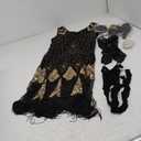 1920S Women Flapper Dress V Neck Sequin Fringed Dress Cocktail Dress with Roaring 20s Accessories (Medium, Black-gold)