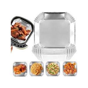 Air Fryer Paper Liners, 100Pcs Aluminum Foil Air Fryer Disposable Paper Liner, 6.3” Square Nonstick Sheets, Food Grade Aluminum Foil for Baking, Frying, Grilling, Roasting Microwave