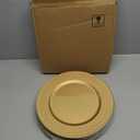 SOUJOY 12 Pack Plastic Gold Charger Plates, 13 Inch Dinner Plate, Leaf Trim Antique Charger Plate for Weddings, Parties, Anniversary, Thanksgiving, Christmas