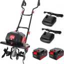 MZK 40V 12-inch Cordless Garden Tiller, 12In Width and 8.6In Depth Garden Rototiller,Battery Powered Garden Cultivator for Lawn/Gardening/Soil Cultivation(2 * 4.0Ah Battery&Charger Included),TC12D02