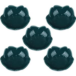 WHJY Dark Green Cherry Blossom Dish Set, Cute Pink Ceramic Plates, Sauce/Seasoning Dish, Sushi Dishes, Soy Dipping Bowl, Dessert, Appetizer Plates, Serving Dish for Kitchen Home  Set of 5
