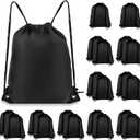 COIDEA Drawstring Backpack 20Pcs Drawstring Bags, Draw String Back Bag Drawstring Bags Bulk for Sports, Gym, Travel, Swimming, Beach (Black)