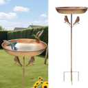 Metal Bird Bath for Outdoors-5 Pronged Base and Detachable Metal Stake, Removable 12" Dia Birdbath Bowl, Easy to Clean and Durable Birdbaths for Garden Yard Lawn Decor