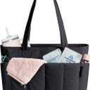 HomemeDiary Tote Bag for Women, Puffer Quilted Lightweight Shoulder Bag, Puffy Travel Work Gym Handbag with Wet Dry Pocket (Black)