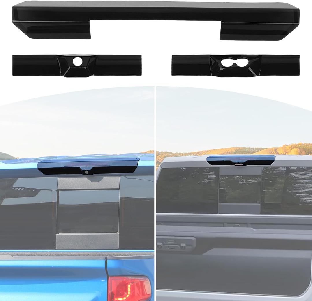 for Silverado High Mount 3rd Brake Light Trim Cover Smoked for Chevrolet Silverado2022 Up for GMC Sierra 2022 Up Black Exterior Accessories 3pcs