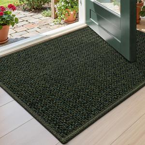 DEXI Door Mat for Entrance 24x36, Non Slip Entry Doormats for Inside House, Low Profile Entryway Doormat, Dirt Trapper Front Door Mats for Patio Porch, Olive Green