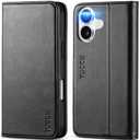 TUCCH Case Wallet for iPhone 16, [3 Card Slots] Kickstand PU Leather [RFID Blocking] Flip Folio Cover with [TPU Shockproof Interior Shell] 6.1" 2024, Classic Black