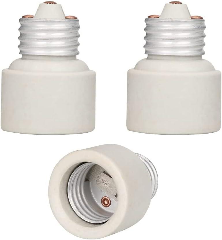 ALUCSET 3 Pack Porcelain Light Socket Extender, Medium Screw Base to Medium Porcelain Extender, E26 E27 to E26 E27 Lamp Bulb Socket Extension Adapter
