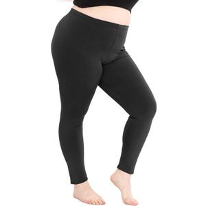 STRETCH IS COMFORT Women's Plus Size Knee & Full Length Cotton Leggings, (2XL, Black)