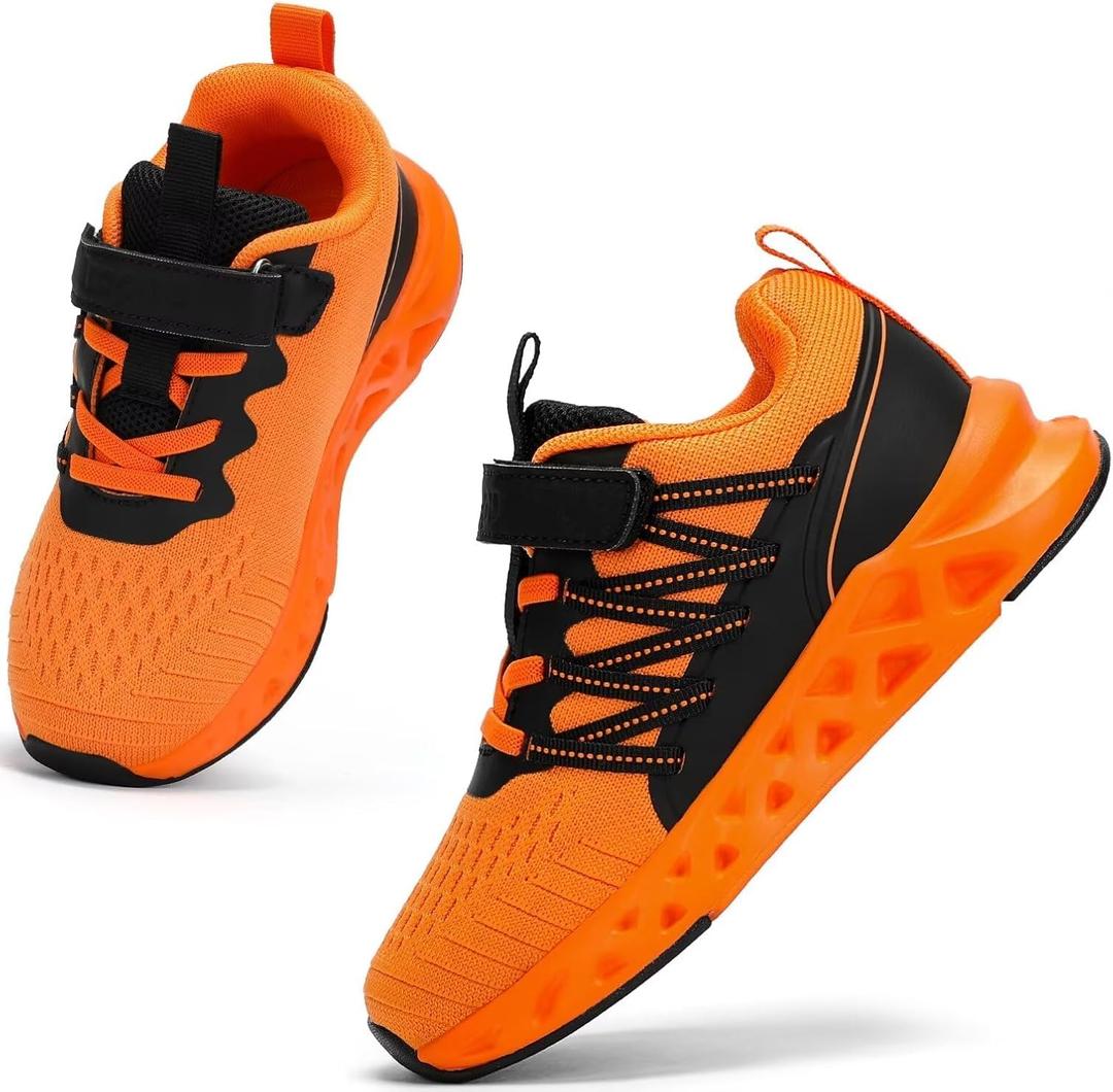 koppu Boys Girls Shoes Non-Slip Tennis Shoes Fashion Lightweight Breathable Kids Sneakers for Little Kids/Big Kids (Orange) EU 35/3 Big Kid 