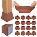 16 PCS Square Chair Leg Floor Protector, Silicone Chair Leg Cover, Furniture Leg Protectors with Felt, Mobile Table Leg Pad, Protect The Floor from Scratches.2 in Brown.