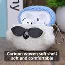 Plush Case Cover Compatible with Apple Airpods 4 Handmade Knitted Cartoon Creative Funny Cute Earbuds Headphone Cases (MJ-BG+Sky Blue,for Airpods 4)