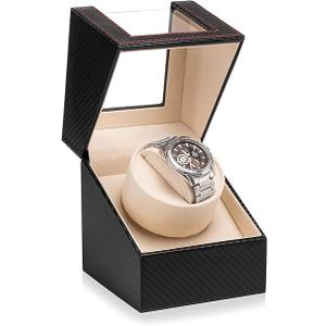 Automatic Single Watch Winder for Automatic Watches,Rotating Watch Case with Japanese Quiet Motor，AC Adapter or Battery Powered