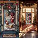 2 x Jabrand Christmas Door Cover Merry Christmas Door Cover Snowman Decoration Xmas Decoration, 6 x 3 Feet, Winter Holiday Front Door Indoor Background Banner Party Decor Supplies (Multicolor)