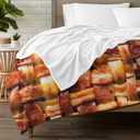 Fried Bacon 3D Funny Realistic Food Ultra-Soft Throw Blanket 80"x60" Travel All Season Bed Sofa Dorm Decor Bedding Bedroom (2 Style)